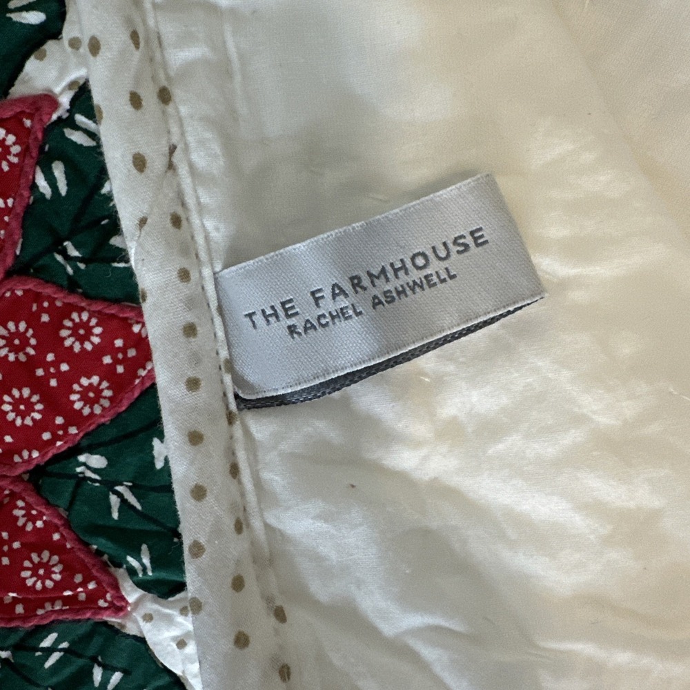 The Farmhouse Christmas Table Runner Rachel Ashwell Quilted Poinsettia Holiday - Picture 9 of 10